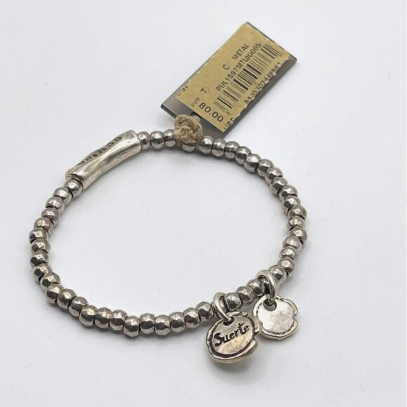 NWT UNO de 50 Bracelet Silver plated Suerte Beaded dangle elastic BOHO Charm S - Picture 13 of 14